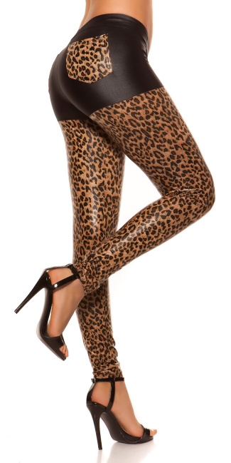 shinny leggings met zakken luipaard